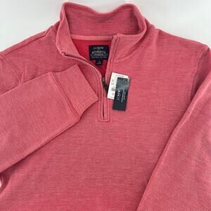 J. Crew 1/4 Quarter Zip Performance Pullover Sweater Mens S Salmon Pink Preppy